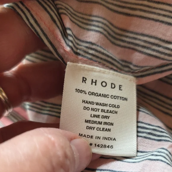 NWT $225 RHODE BERTO PAJAMA TOP IN PINK BORA STRIPES SIZE M - Picture 7 of 7